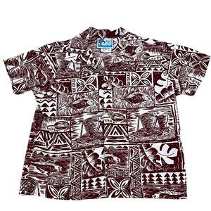 Rjc Toddler Hawaiian Shirt Size 3T Brown & White Tropical Print Cotton Casual Sh